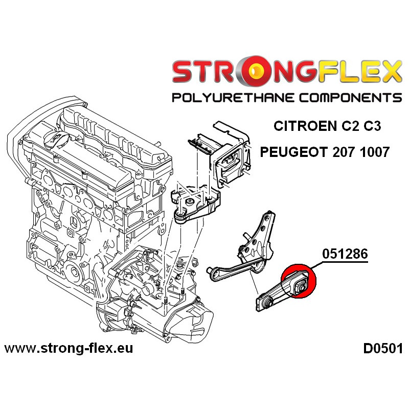 051286A - Engine Mount Rear Lower - Inserts Sport - Polyurethane Strongflex.eu