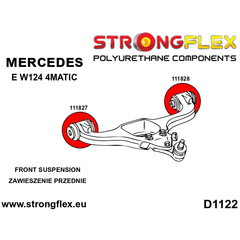 STRONGFLEX|111828B: Vorderer Querlenker - Hintere Buchse Mercedes Klasse E W124 84-97 Diagramm Schema:D1122