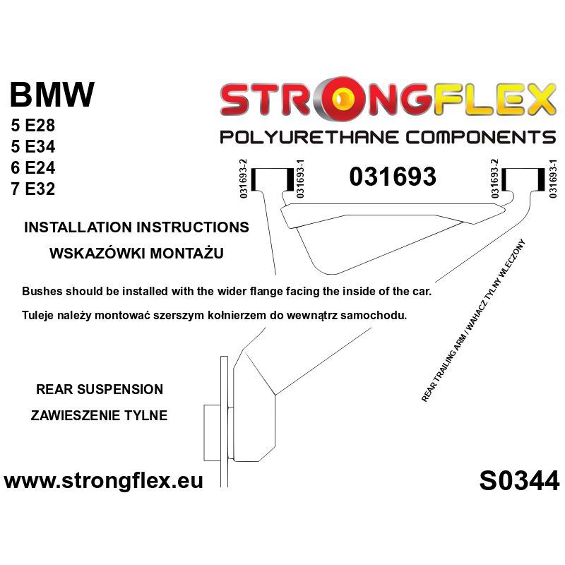 STRONGFLEX|036172B: Zestaw zawieszenia tylnego BMW Seria 5 III 88-96 E34 7 II 86-94