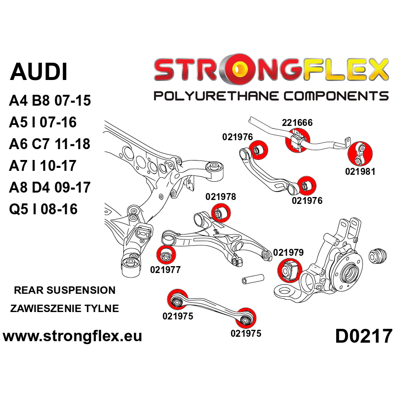STRONGFLEX|026264B: Kompletny zestaw zawieszenia Audi A8/S8 D4 09-17 diagram schemat:D0217