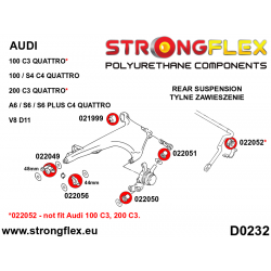 STRONGFLEX|022056A: Tuleja wahacza tylnego dolnego – przednia 44mm SPORT Audi V8 D11 89-94 100/S4 C3 82-91 2