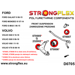 STRONGFLEX|070005A: Casquillo de horquilla delantera - delantero SPORT Ford Mondeo MK IV 07-14 S-Max I 06-14 Galaxy II 06-15 2