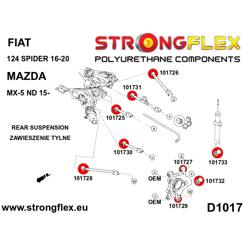 STRONGFLEX|101727A: Rear hub bush - upper SPORT Fiat 124 Spider II 16-20 Mazda MX-5/Miata Roadster IV 15- diagram scheme:D1017