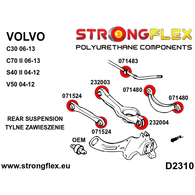 071480B - Rear arm upper bush - Polyurethane strongflex.eu 