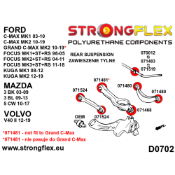 STRONGFLEX|071481A: Rear inner lower arm bush SPORT Ford Focus MK1 98-05 MK2 04-11 RS ST MK3 11-18 12-18 Mazda 2