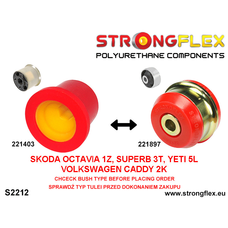 221403B - Front wishbone rear bush - Polyurethane strongflex.eu 