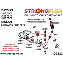STRONGFLEX|280001B: Vordere hintere Stabilisator Verbindungsbuchse Datsun 240/260/280Z 70-78 Nissan Fairlady Z 2