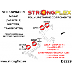 STRONGFLEX|221959A: Tuleja wahacza przedniego dolnego – przednia 32mm SPORT Volkswagen T4 90-03 Caravelle 2