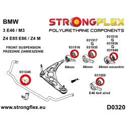 STRONGFLEX|031518A: Tuleja wahacza przedniego - niecentryczna 66mm SPORT BMW Seria 3 IV 98-07 E46 97-06 rwd 00-04 2