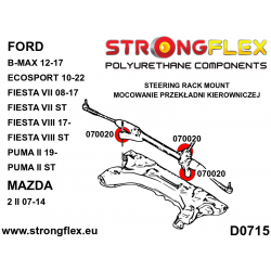 STRONGFLEX|070020A: Steering rack bush SPORT Ford Fiesta MK7/ST 08-17 Mazda 2 Demio II 07-14 MK8 17- B-Max 12-17 2