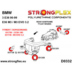 STRONGFLEX|036107A: Buchsensatz Hinterachsträger Aufhängung SPORT (Tonnenlager) BMW Seria 3 III 90-99 E36 92-99 2