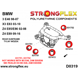 STRONGFLEX|036119B: Rear beam mounting bushes kit BMW Seria 3 IV 98-07 E46 97-06 rwd 00-06 M3 xi/xd 00-04 Compact X3 2