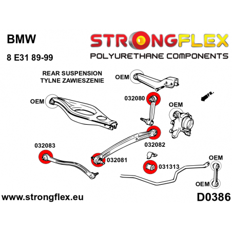 031313B: Rear anti roll barbush polyurethane BMW | STRONGFLEX