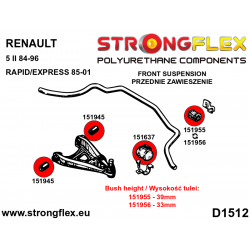 STRONGFLEX|151637B: Front anti roll bar outer bush Renault 19 93-01 Rapid/Extra Express 85-02 Scenic I 96-03 Mégane 2