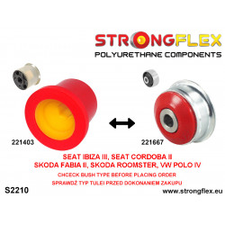 STRONGFLEX|221667A: Tuleja wahacza przedniego tylna SPORT Audi A1/S1 I 10-18 8X FWD Quattro Seat Ibiza III 02-08 6L IV 08-17 6J 2