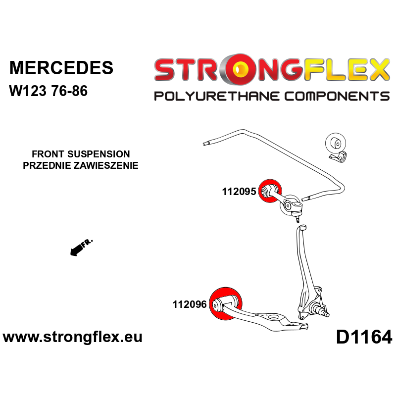 STRONGFLEX|112096A: Front lower arm bush SPORT Mercedes W123 76-86