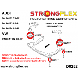 STRONGFLEX|026285A: Zestaw tulei wózka SPORT Audi 80/90 S2 RS2 B2 78-86 FWD Quattro Coupe B3 86-91 B4 91-96 2