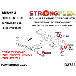 STRONGFLEX|276248A: Rear subframe bush kit SPORT Saab 9-2X 04-06 Subaru Impreza II 00-07 GD GG 2