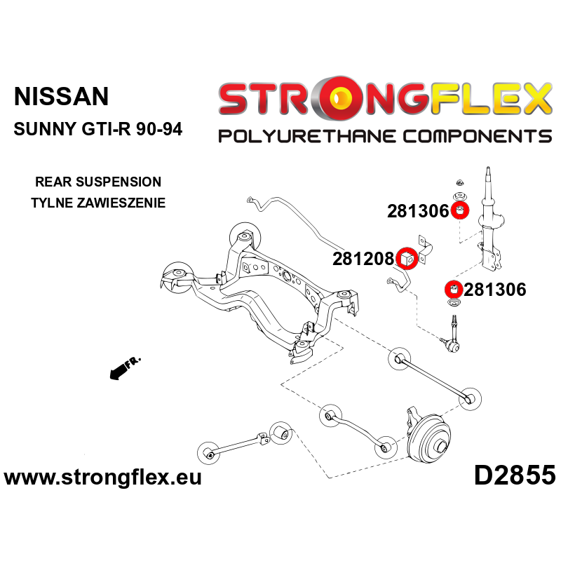 STRONGFLEX|281306A: Anti roll bar link bush SPORT Nissan 100NX 90-96 B13 Almera I 95-00 N15 II 00-06 N16 Sunny/Pulsar Sentra