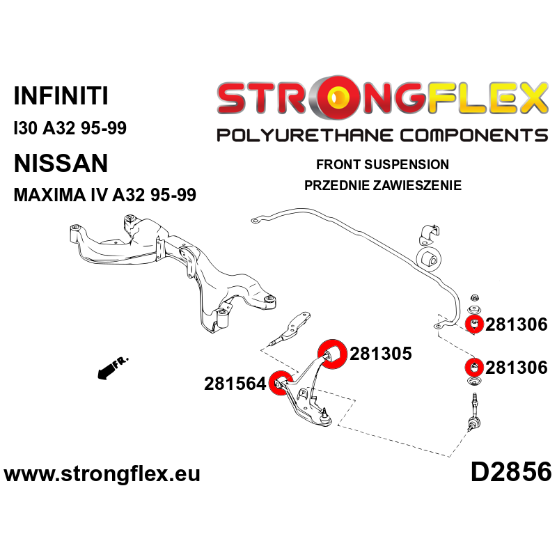 STRONGFLEX|281306A: Anti roll bar link bush SPORT Nissan 100NX 90-96 B13 Almera I 95-00 N15 II 00-06 N16 Sunny/Pulsar Sentra
