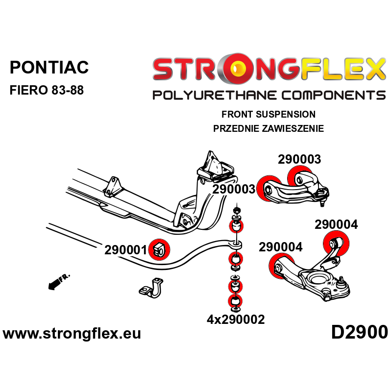 STRONGFLEX|290002B: Tuleja łącznika stabilizatora przedniego Pontiac Fiero 83-87 88-88