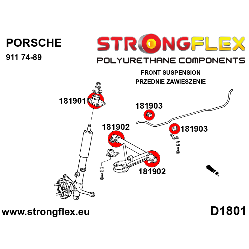 STRONGFLEX|181903A: Tuleja stabilizatora przedniego SPORT Porsche 911 74-89
