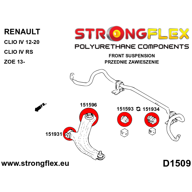 STRONGFLEX|151596A: Front wishbone rear bush SPORT Nissan Micra III 02-10 K12 Note I 05-12 E11 Tiida/Latio Versa C11 04-12