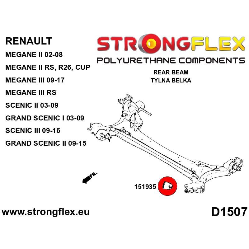 STRONGFLEX|156087B: Vorderachsbuchsen und hinteren Träger Satz Renault Mégane III 09-17 10-16 RS