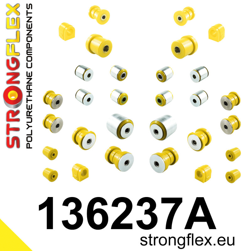 STRONGFLEX|136237A: Polyurethan Buchsensatz Vorder und Hinterachse SPORT Opel/Vauxhall Insignia A 08-17 G09 AWD Saab 9-5 II
