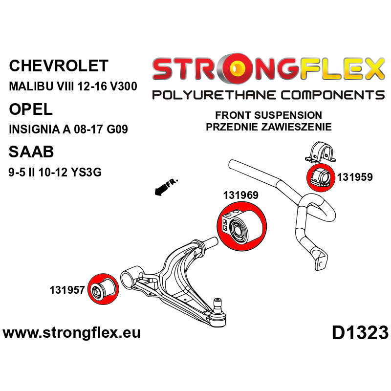 STRONGFLEX|136237B: Polyurethan Buchsensatz Vorder und Hinterachse Opel/Vauxhall Insignia A 08-17 G09 AWD Saab 9-5 II 10-12 YS3G