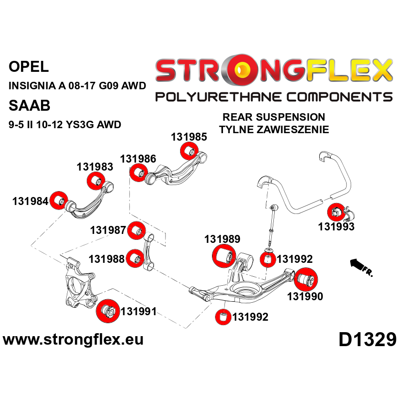 STRONGFLEX|136237B: Polyurethan Buchsensatz Vorder und Hinterachse Opel/Vauxhall Insignia A 08-17 G09 AWD Saab 9-5 II 10-12 YS3G