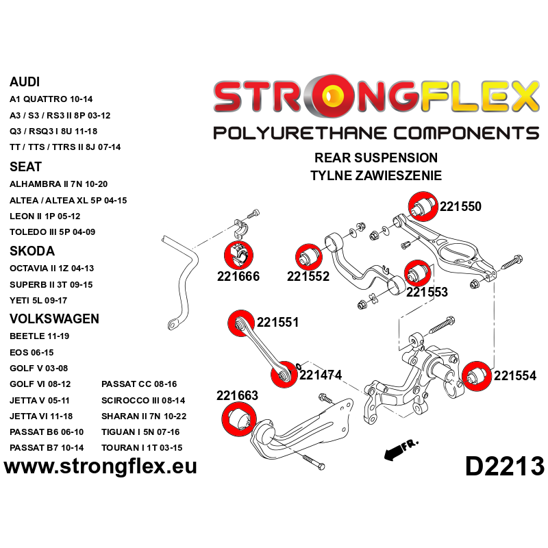 STRONGFLEX|226241B: Komplettes Fahrwerk Buchsen-Kit Volkswagen Passat VI 05-10 B6 FWD VII 10-15 B7 CC 08-16
