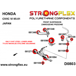 STRONGFLEX|086096A: Zestaw poliuretanowy zawieszenia przedniego SPORT Honda Civic VI 95-00 EJ/EK EM MA MB MC JAPAN 2