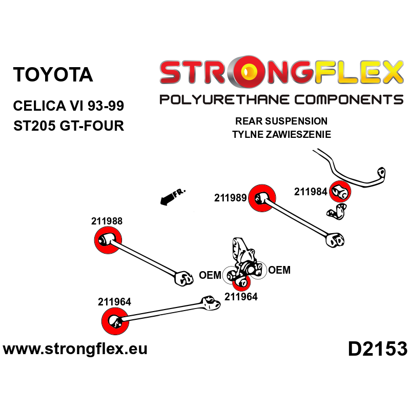 STRONGFLEX|211989A: Hinterer Querlenker – hintere Buchse SPORT Toyota Celica VI 93-99 T200 ST205 GT-Four 4WD