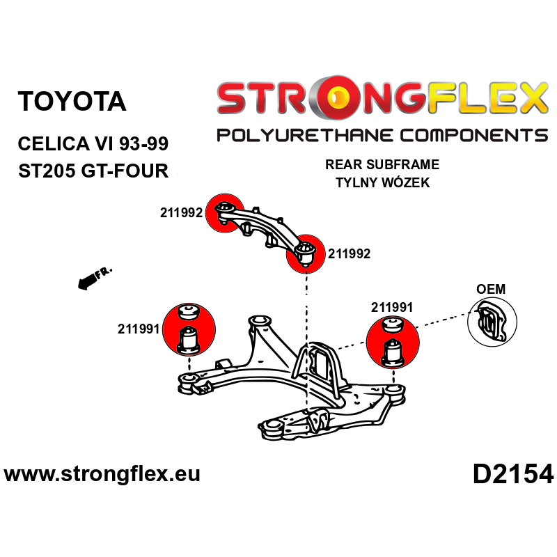 STRONGFLEX|211991B: Tuleja tylnego wózka Toyota Celica VI 93-99 T200 ST205 GT-Four 4WD