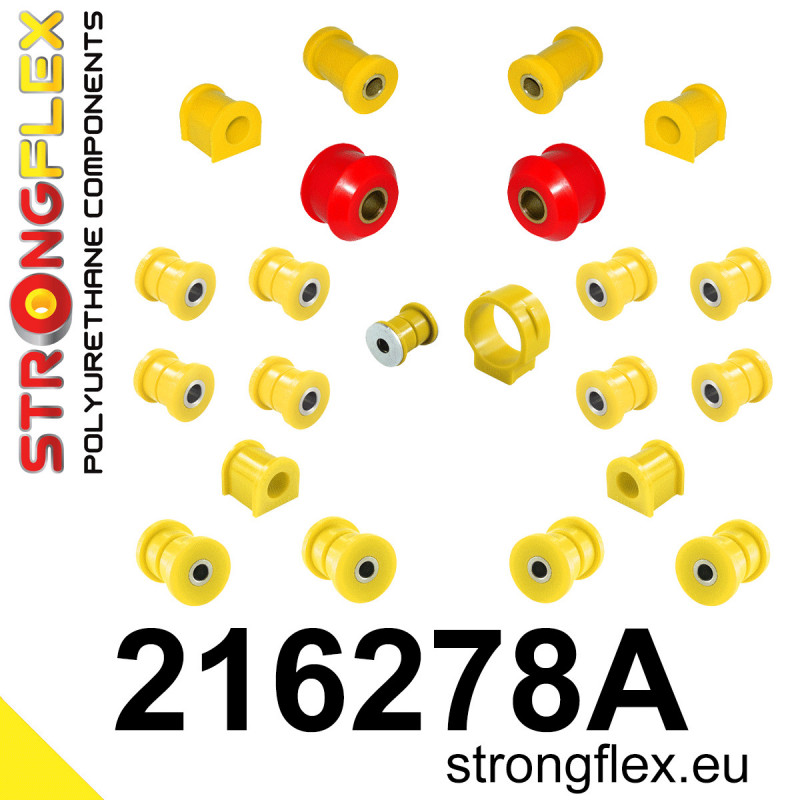STRONGFLEX|216278A: Komplettes Fahrwerk Buchsen-Kit SPORT Toyota Celica VI 93-99 T200 AT200 ST202 ST204 FWD