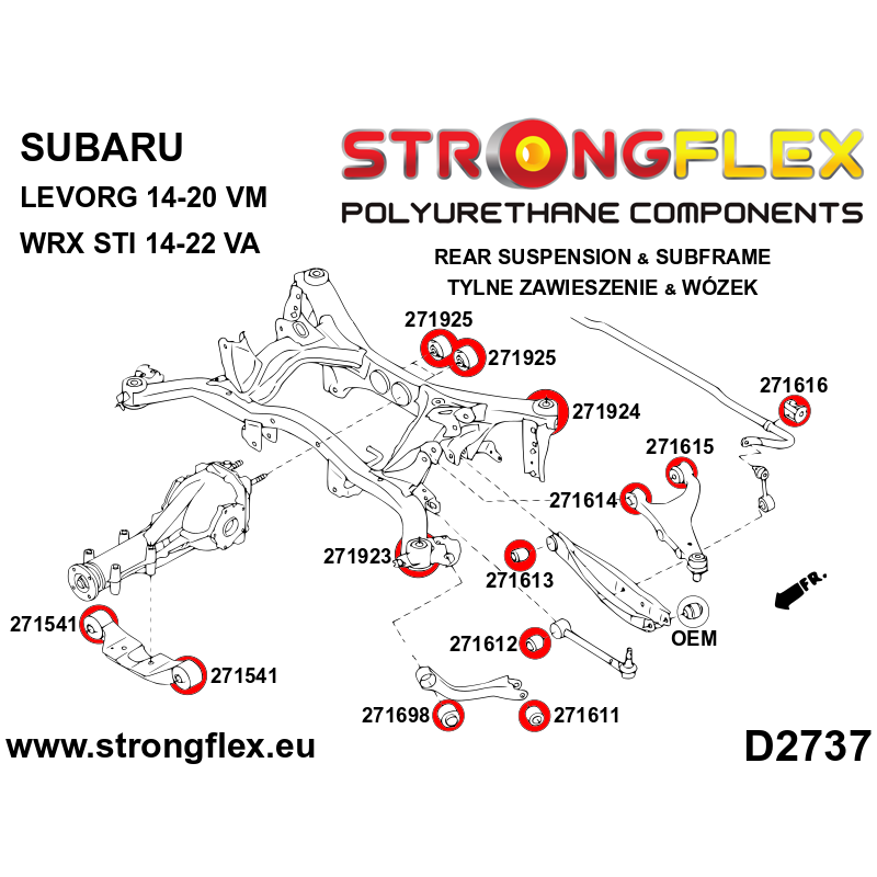 STRONGFLEX|271611A: Hinterachse Längslenker hintere Buchse SPORT Subaru Tribeca B9 06-14 WX Forester III 09-13 SH Impreza
