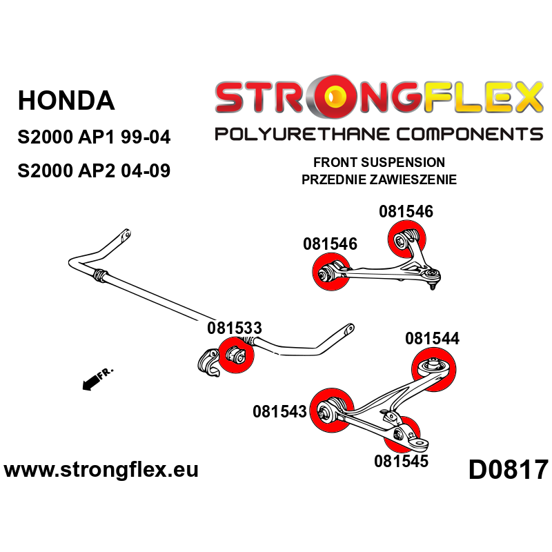 STRONGFLEX|081546B: Upper arm bush Honda S2000 AP1 99-04 AP2 04-09
