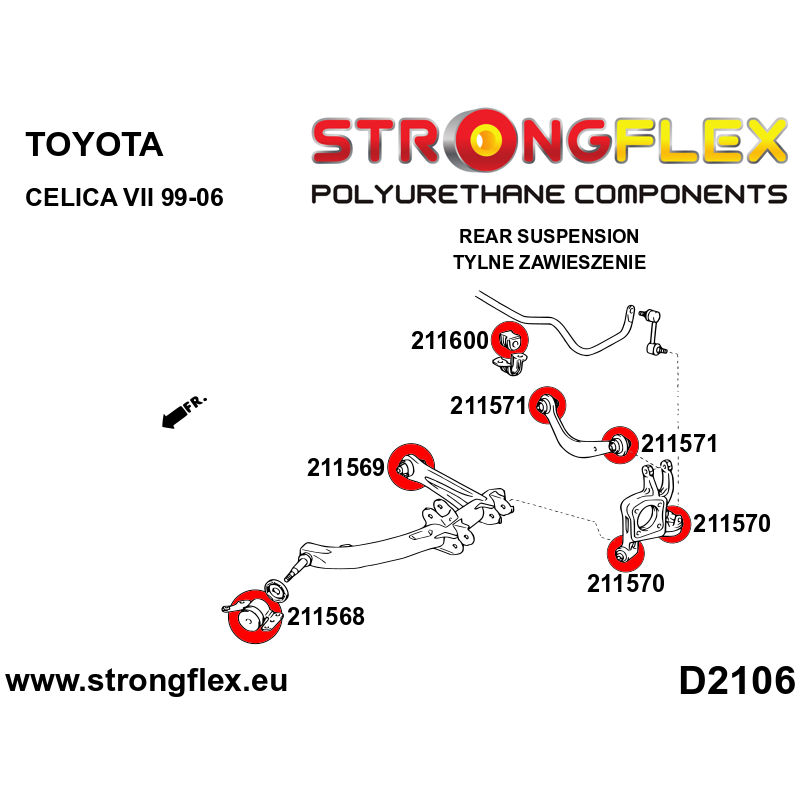 STRONGFLEX|216181A: Full suspension bush kit SPORT Toyota Celica VII 99-06 T230