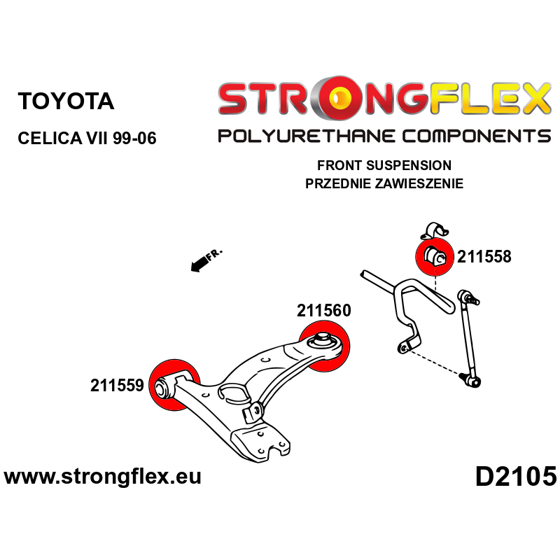 STRONGFLEX|211558A: Front anti roll bar bush SPORT Toyota Celica VII 99-06 T230