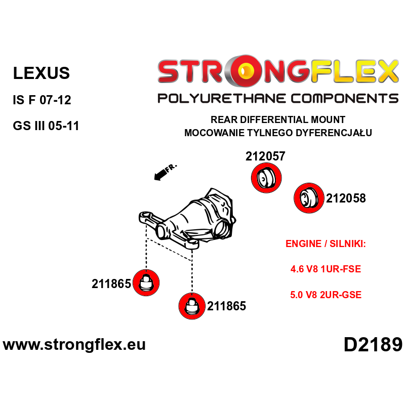 STRONGFLEX|211865A: Tuleja tylnego dyferencjału - przednia SPORT Toyota Chaser V 92-96 X90 VI 96-01 X100 Altezza I 99-05 XE10