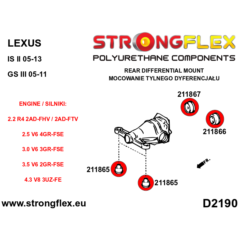 STRONGFLEX|211865A: Tuleja tylnego dyferencjału - przednia SPORT Toyota Chaser V 92-96 X90 VI 96-01 X100 Altezza I 99-05 XE10