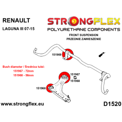 STRONGFLEX|151967B: Front control arm – rear bush 72mm Renault Laguna III 07-15 Latitude 11-15 2