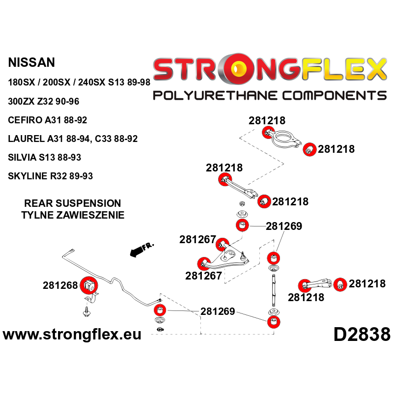 STRONGFLEX|286218A: Full suspension bush kit SPORT Nissan 300ZX 90-96 Z32