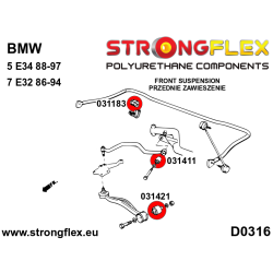 STRONGFLEX|036171A: Polyurethan Buchsensatz Vorderachse SPORT BMW Serie 5 III 88-96 E34 7 II 86-94 E32 2