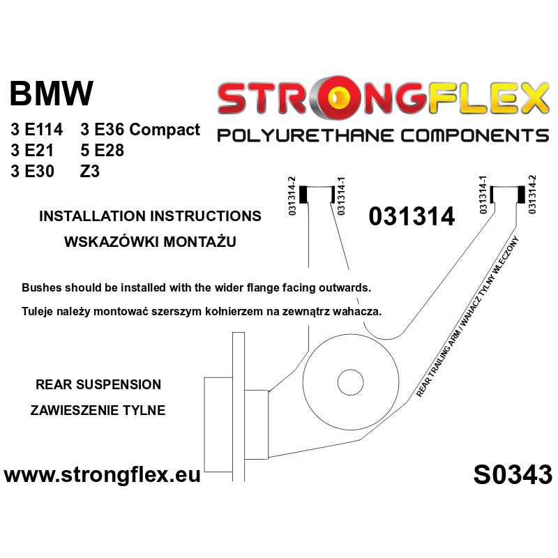 STRONGFLEX|036136A: Zestaw zawieszenia tylnego SPORT BMW Seria 3 III 90-99 E36 93-00 Compact Z3 95-02 E36/7