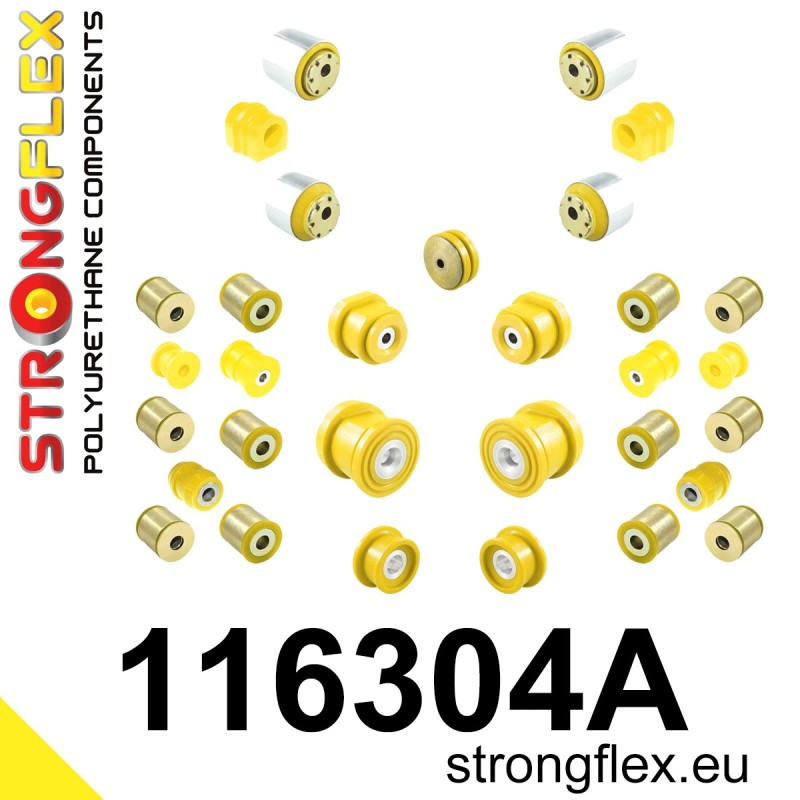 STRONGFLEX|116304A: Full suspension polyurethane bush kit SPORT Mercedes CLK-Class W209 02-10 Class C W203 00-11 00-07 RWD