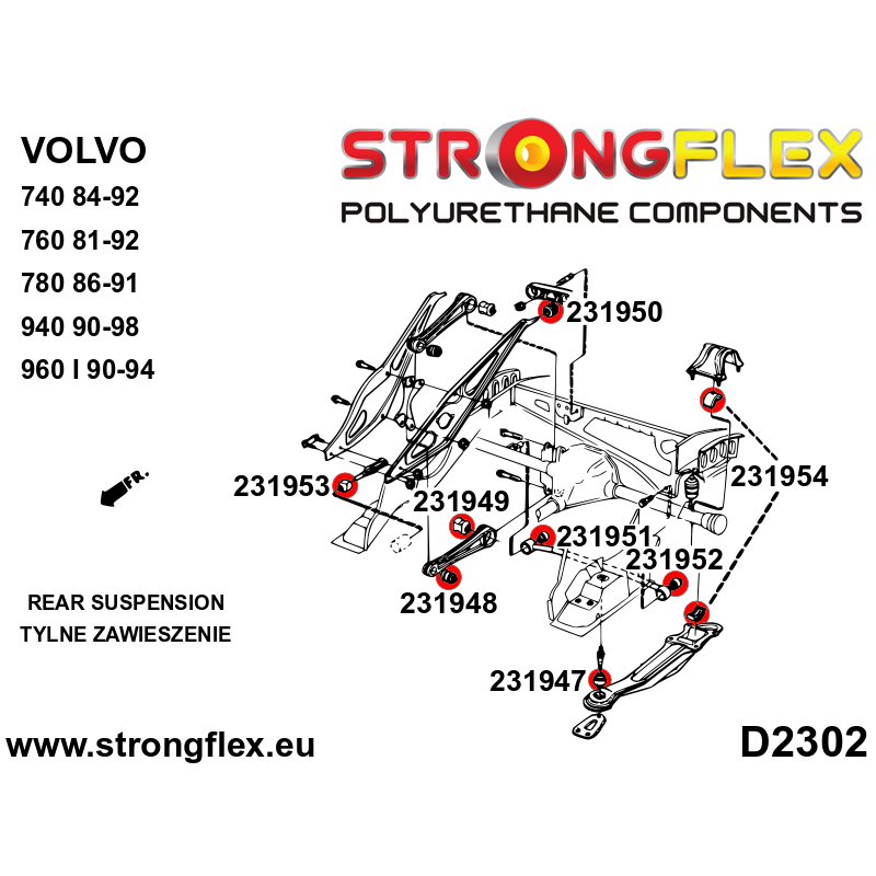 STRONGFLEX|236203B: Kompletny zestaw zawieszenia Volvo Seria 700 740 84-92 900 940 90-98 760 81-92 sztywny most 780 86-91 960 I