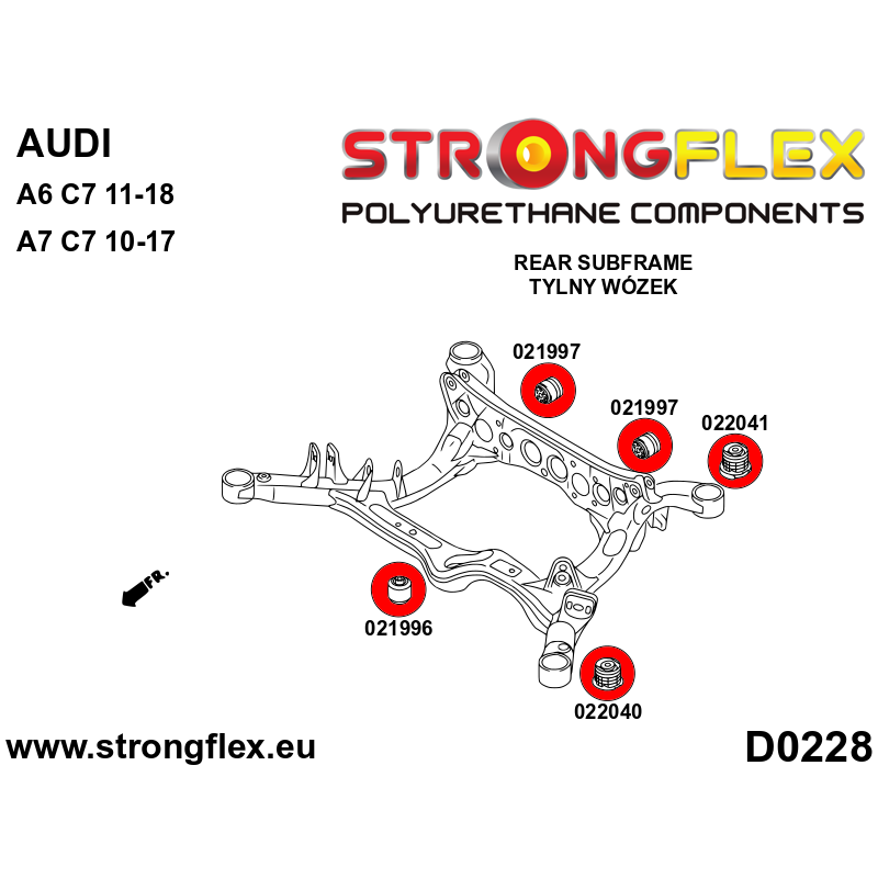 STRONGFLEX|021996B: Rear differential - front bush Porsche Macan 13- Audi A4/S4 RS4 IV 07-15 B8 Quattro Allroad A5 S5 RS5 8T