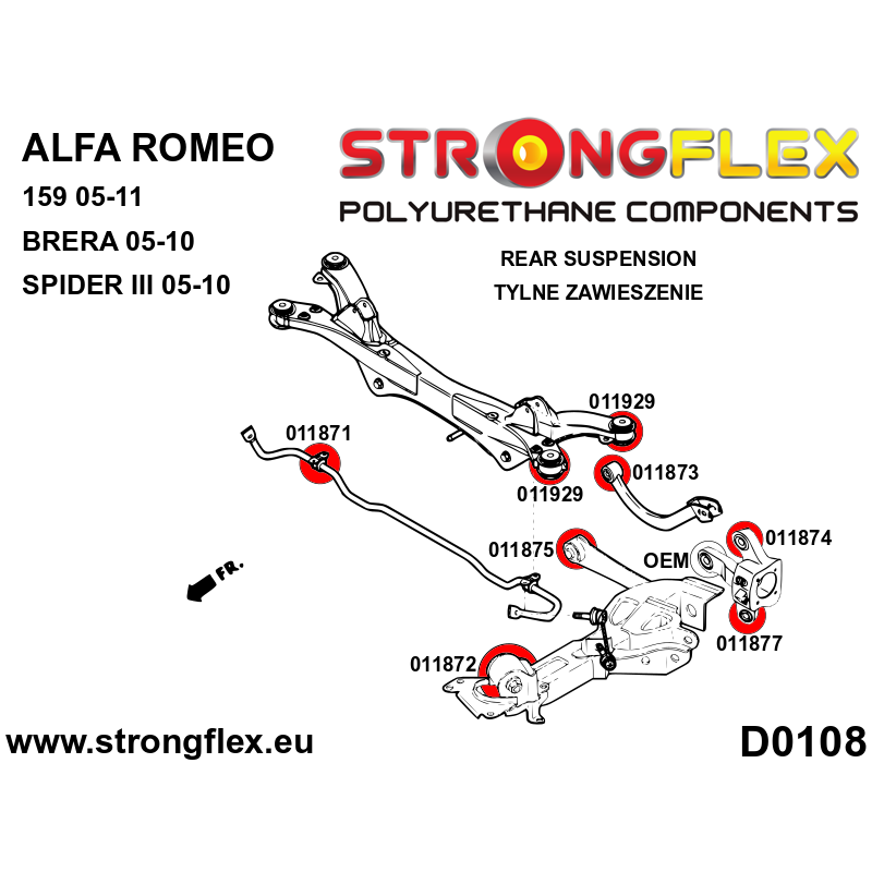 STRONGFLEX|011870A: Vordere Stabibuchse SPORT Alfa Romeo 159 05-11 type 939 Brera 05-10 Spider III